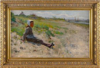 Young girl in the dunes - Theodore Robinson