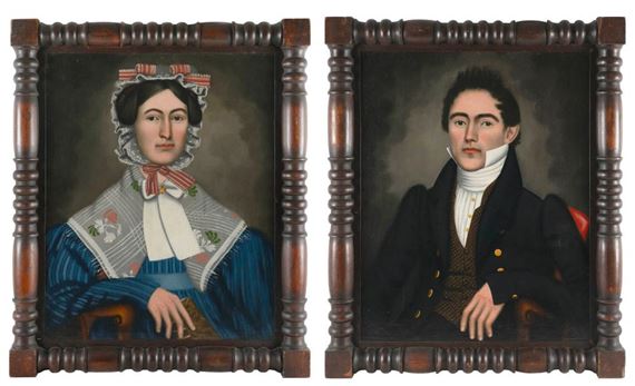Pair of portraits depicting a lady and a gentleman - Erastus Salisbury Field