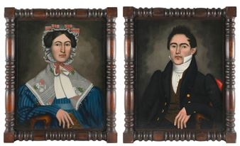 Pair of portraits depicting a lady and a gentleman - Erastus Salisbury Field