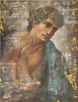 Graff on canvas with hand laid gold leaf - Richard Franklin