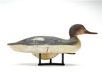 Merganser hen with wooden keel and partially inlayed neck seat - William Frank Dennis
