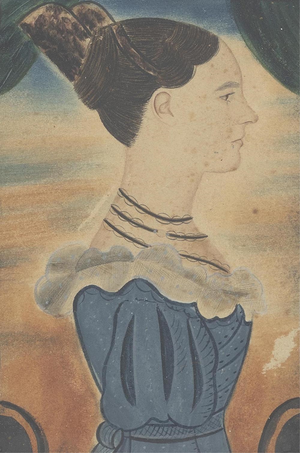 Artwork by Edwin Plummer, Miniature profile portrait of Miss Stevens, Made of Watercolor on paper