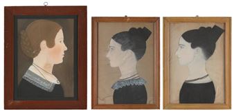 Profile bust portraits of Betsy Wadsworth and her two daughters, Susan Gates and Elizabeth Gates - Ruth Henshaw Miles Bascom