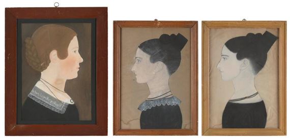 Profile bust portraits of Betsy Wadsworth and her two daughters, Susan Gates and Elizabeth Gates - Ruth Henshaw Miles Bascom