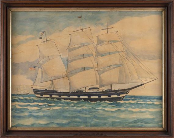 Portrait of a square-rigged ship by American School, 19th Century, 19th Century
