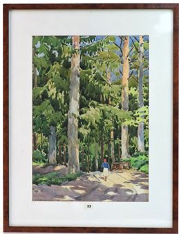 Femme sur un chemin en forêt - Vladimir Kotchegoura