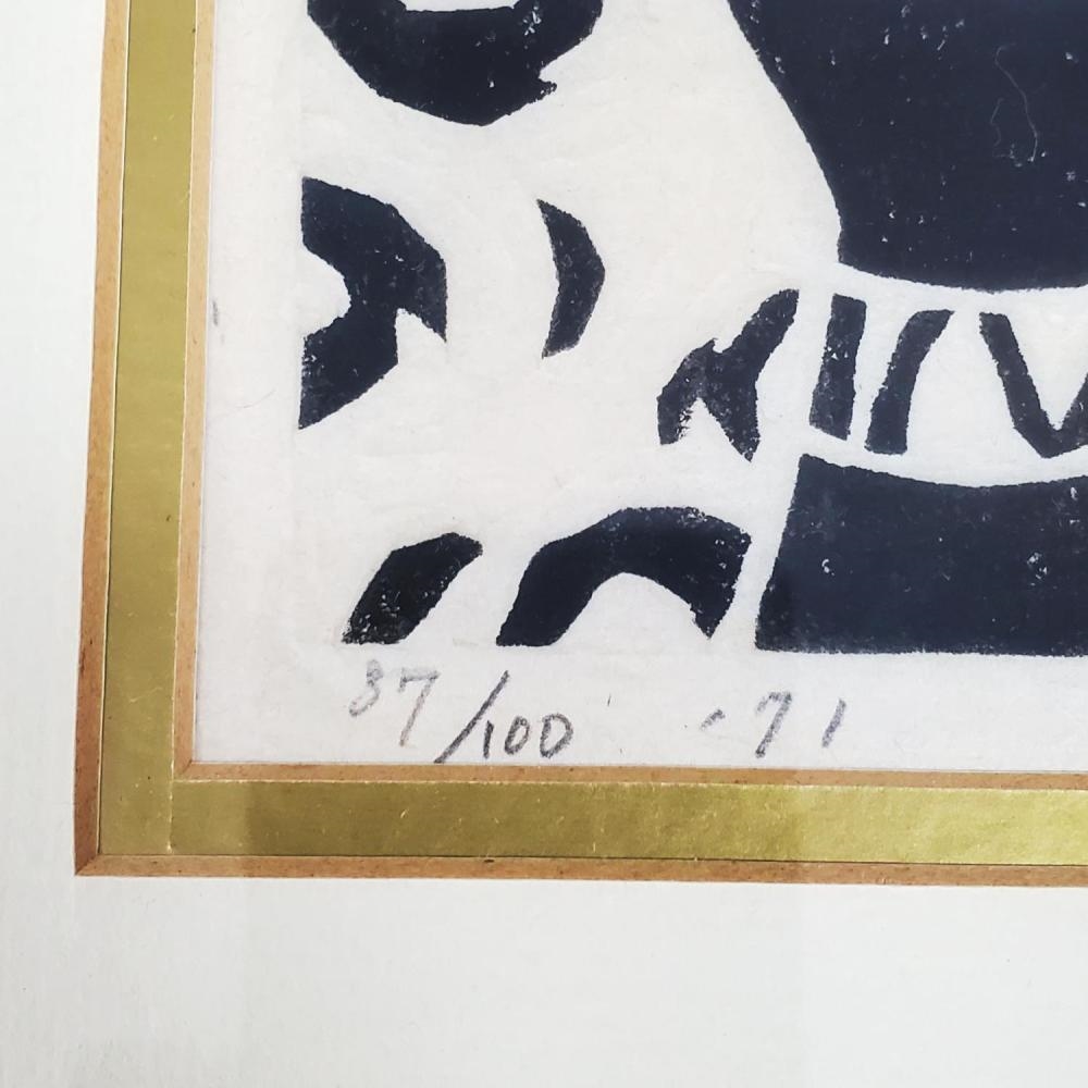 Artwork by Kihei Sasajima, 2 Woodblocks, Made of Woodblock