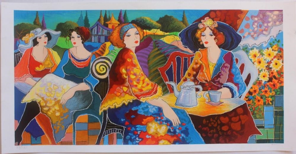 Artwork by Patricia Govezensky, Relaxed Afternoon in the Garden, Made of Original Serigraph on Paper