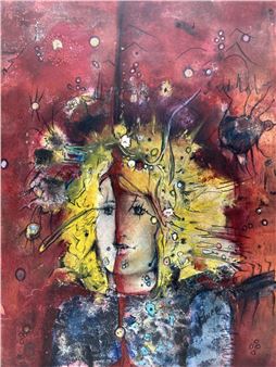 Judy Bruce Mixed Media Portrait On Board - Judy Bruce