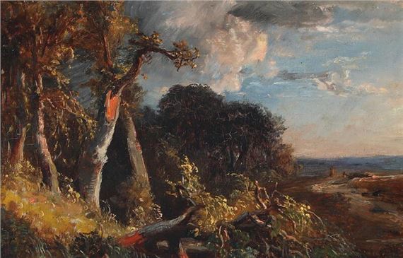 Coastal scenery with a fallen tree - Adolf Friedrich Vollmer