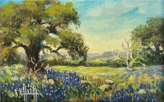 A framed oil on board, country landscape - J. Elliott