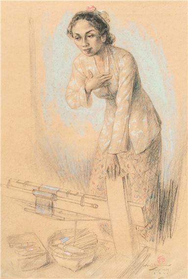 The Weaving Preparation (Persiapan Menenun by Lee Man Fong, 1954