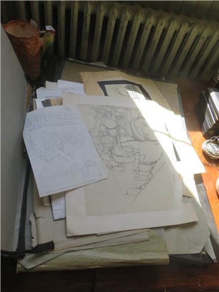 Three Large Folios of Watercolours - Prints and Ephemera