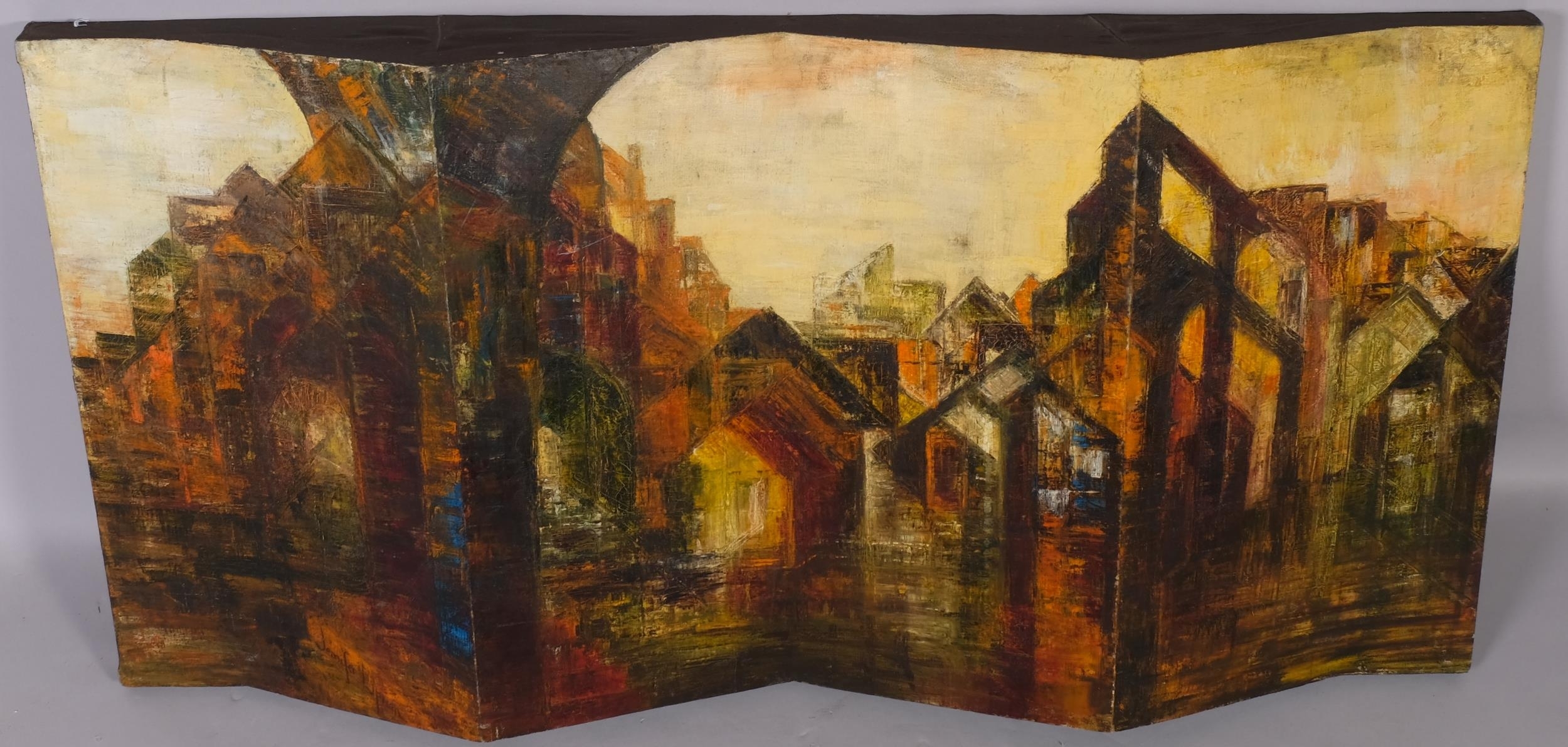 Artwork by Jennifer Lipman, abstract cityscape, Made of oil on canvas