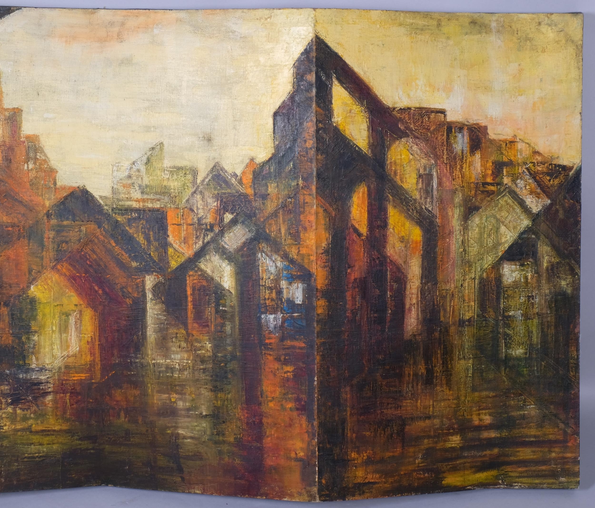 Artwork by Jennifer Lipman, abstract cityscape, Made of oil on canvas