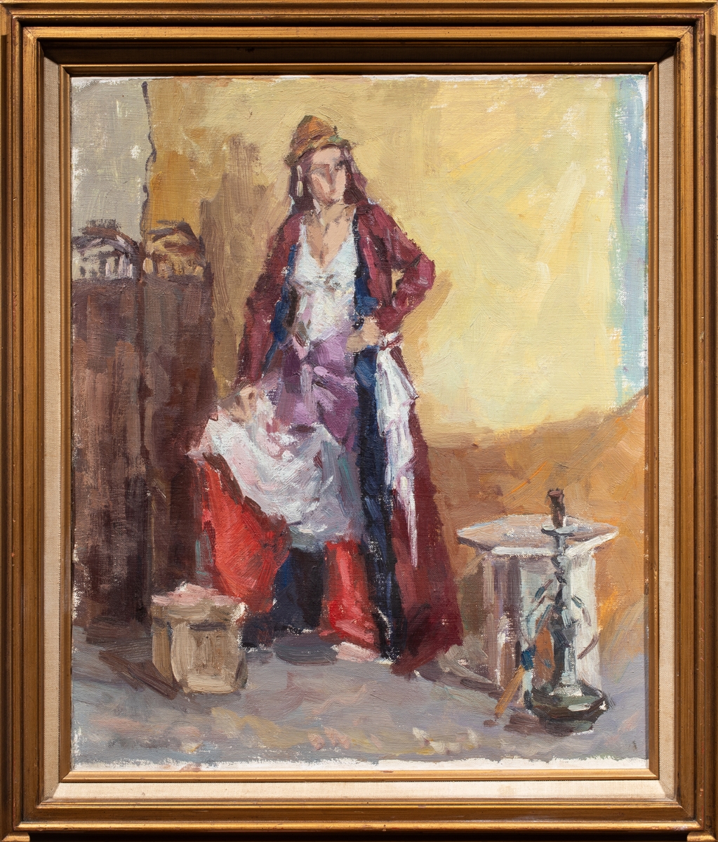 Artwork by A. Kovaleva, Street Scene with Woman, Made of oil on canvas