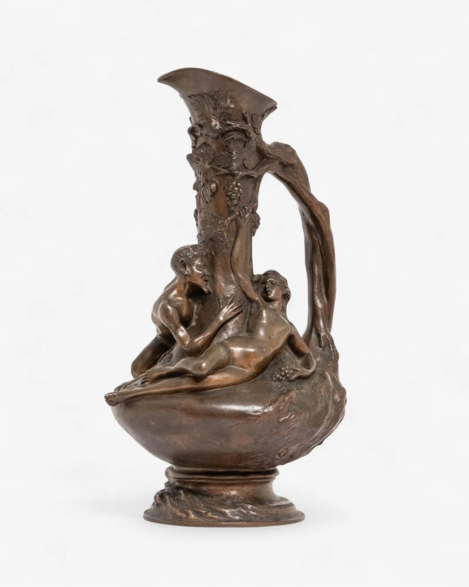 Artwork by Noël C.R. Ruffier, Art Nouveau Pitcher with Satyr and Nymph, Made of Bronze