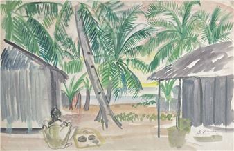 Repos sur la plage sous les palmiers - Elisabeth Faure