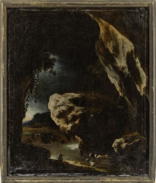 Artwork by Johan Heinrich Roos, Roos, Johann Heinrich (Attrib.): Felsenlandschaft, Made of Oil on canvas