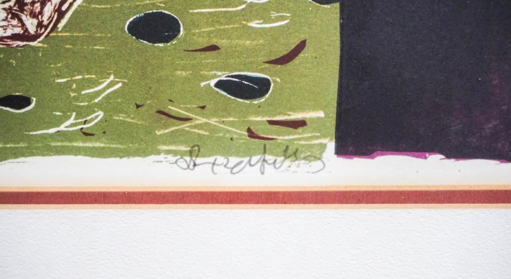 Artwork by Valias Semertzidis, Woman Picking Rocks, Made of Silkscreen in Color