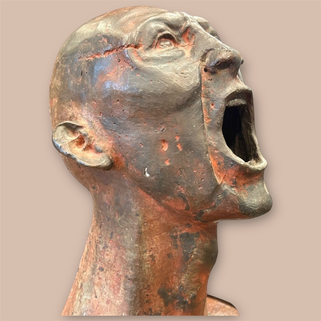 Artwork by Franz Xaver Messerschmidt, Bronzekopf mit roter Patina, Made of bronze