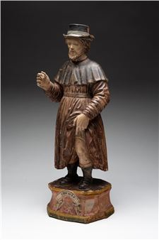 INDIAN CARVED AND POLYCHROME PAINTED WOODEN FIGURE OF SAINT ROCH - Patron Saint