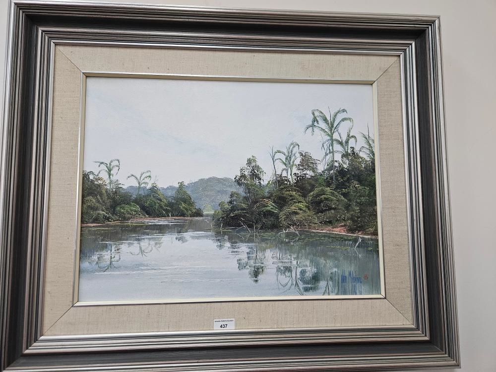Artwork by John Milenkovic, Reflections Daintree, Made of oil on board