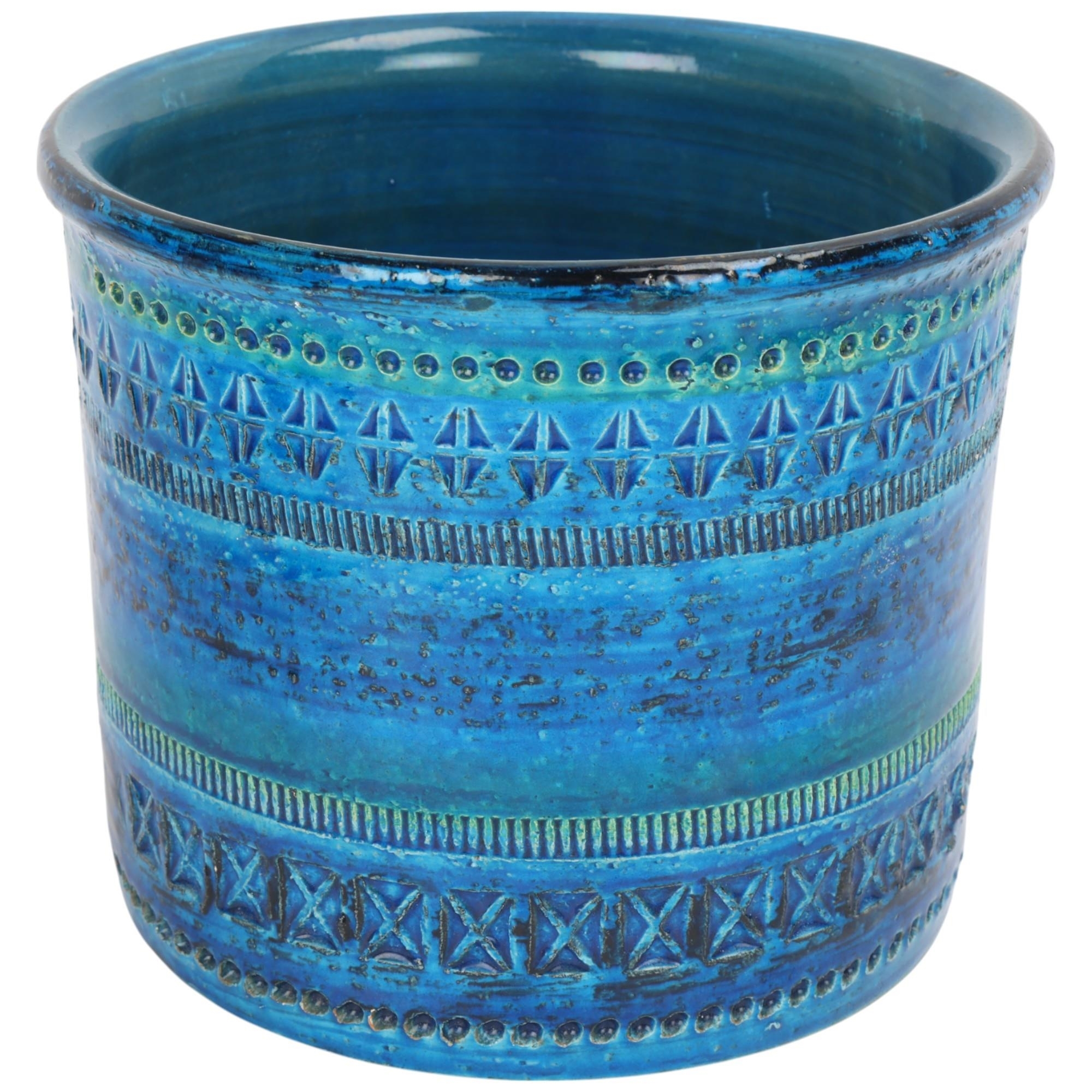Artwork by Aldo Londi, Rimini Blue glaze planter, Made of ceramic