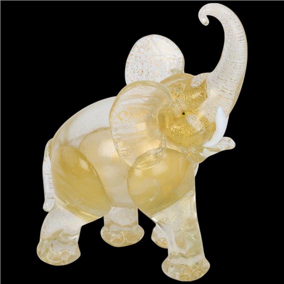 elephant figurine with raised trunk - Fratelli Barovier