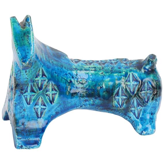 Aldo Londi for Bitossi a small horse in Rimini blue ceramic