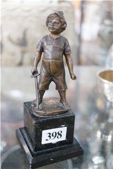 Antique figure of boy with sword - G. Jaeger