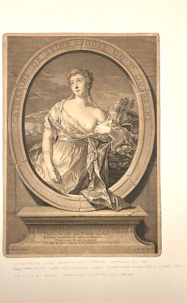 Artwork by Jacques-Andre-Joseph Camelot Aved, Francois Bernard Lépicié, Portrait of Catherine de Seînes, Made of Etching and burin