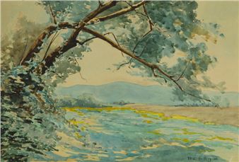 Landscape with bent tree - Myrtle C. Godfrey