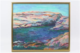 534. MARGIT PERSSON, olja på duk, "Västkustklippan - Margit Persson