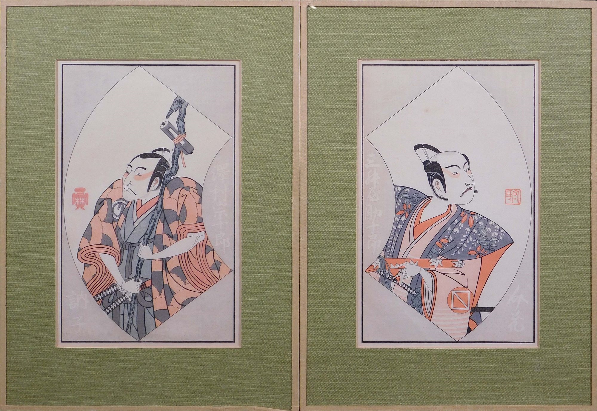 Artwork by Katsukawa Shunshō, Kabuki Samurai Portraits, Made of Woodblock Prints