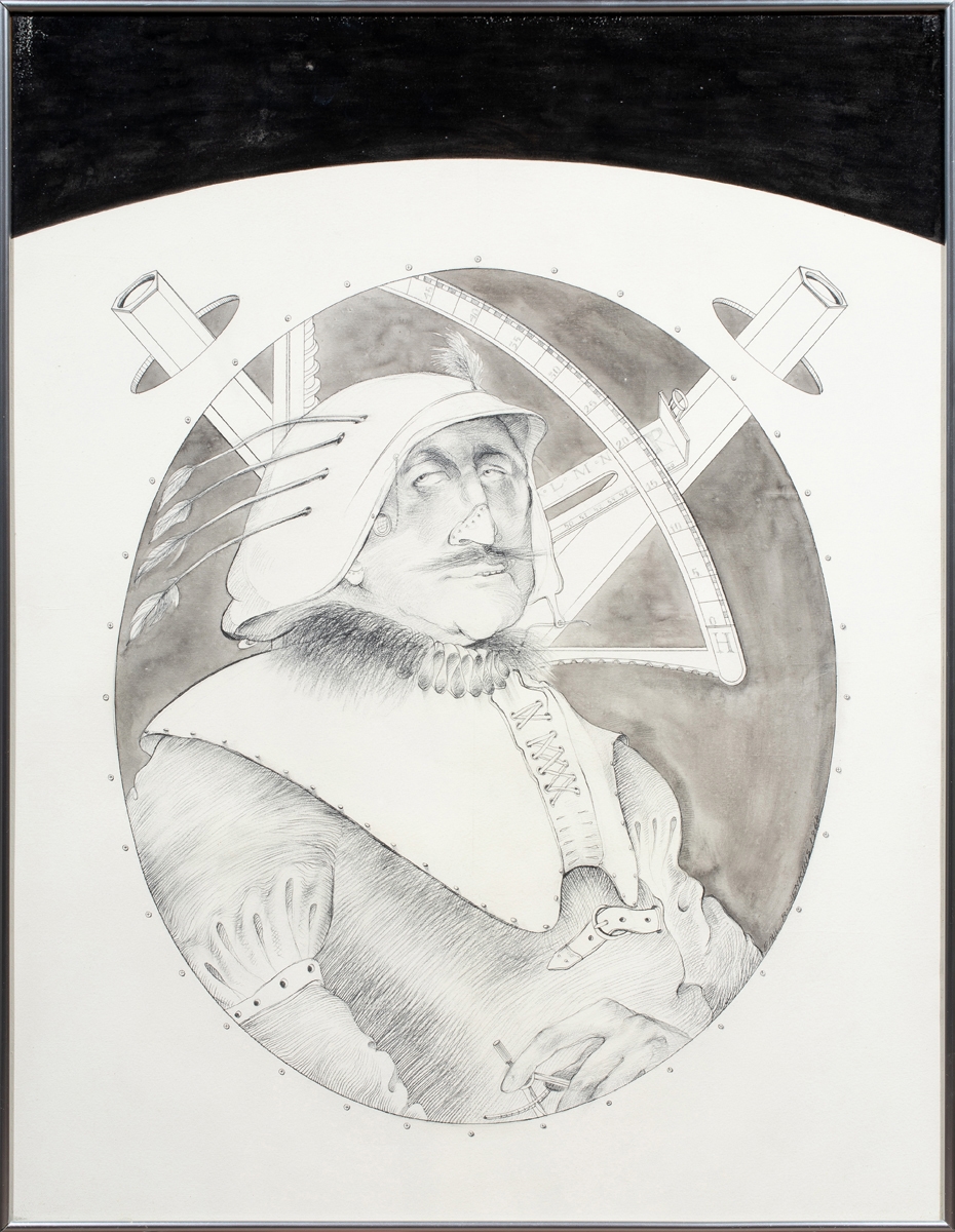 Artwork by Paul Ripley Jenkins, Untitled (Science Fiction Figure), Made of graphite and ink on paper