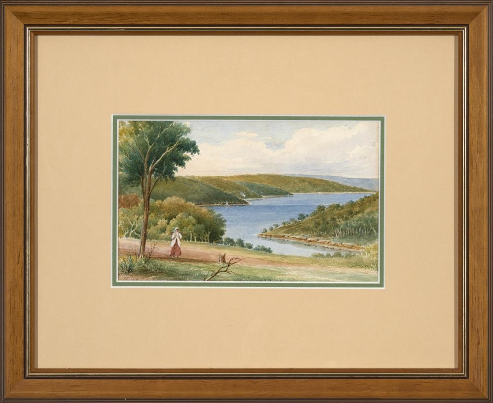 Artwork by Joseph Basher, Middle Harbour, 1919, Made of watercolour