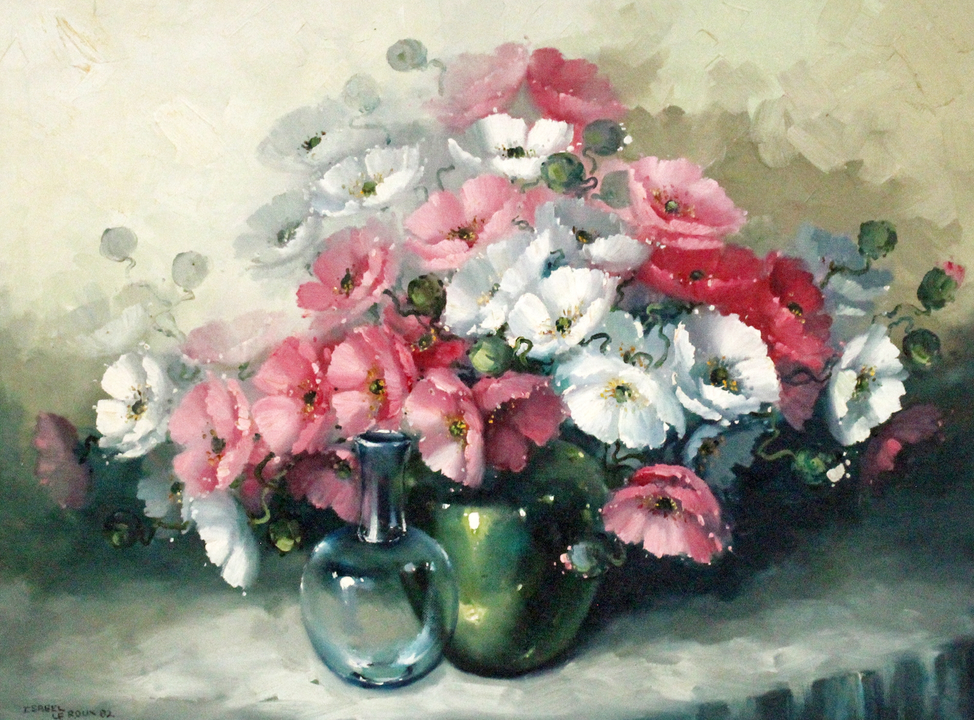 Isabel le Roux | STILL LIFE WITH POPPIES IN GLASS VASE (1982) | MutualArt