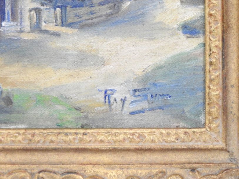 Artwork by Ray Sym, Village church, Made of Oil on panel