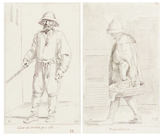 Zwei Radierungen aus der Folge"Le Arti di Bologna by Simon Guillain