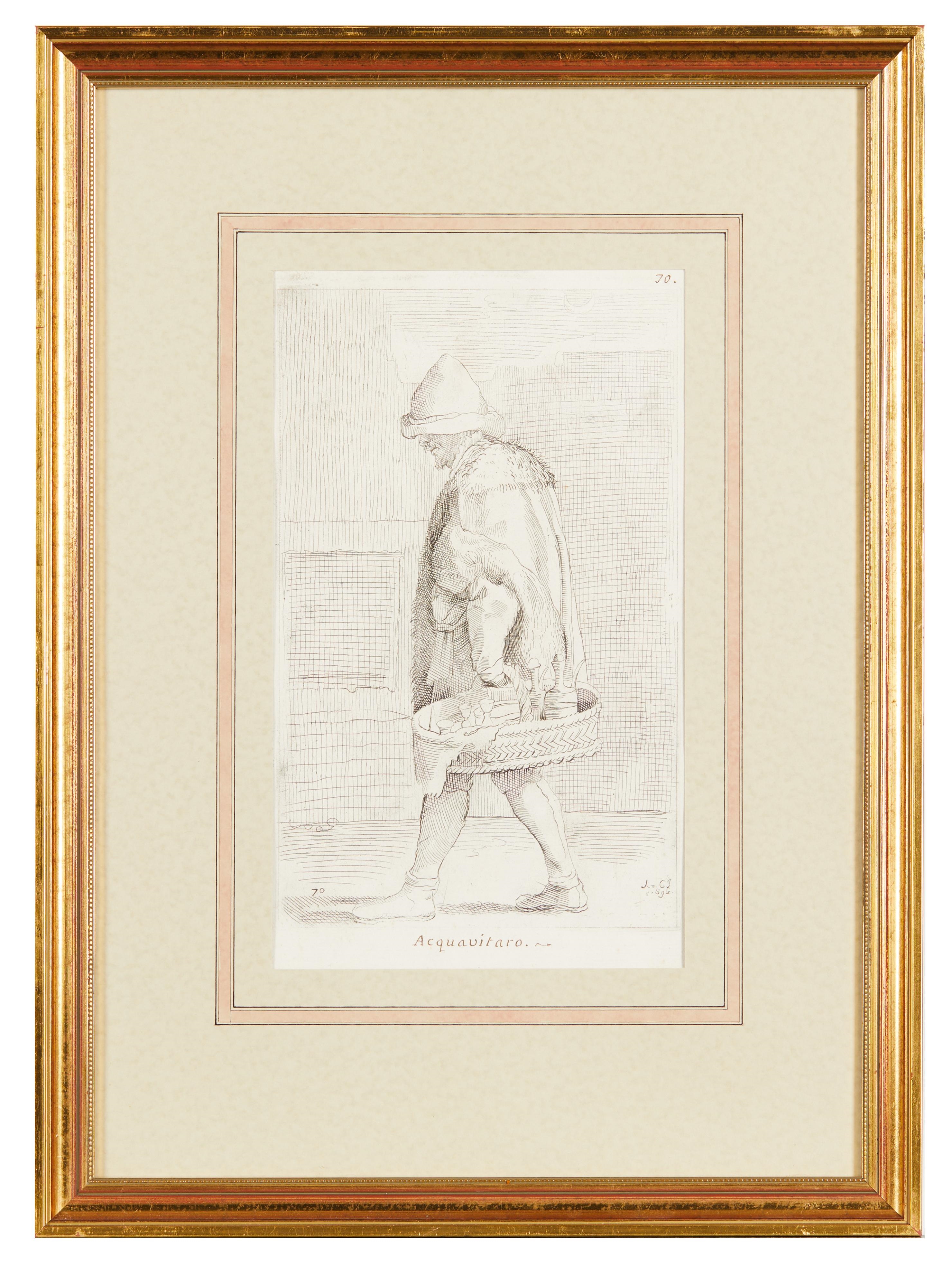 Artwork by Simon Guillain, Zwei Radierungen aus der Folge"Le Arti di Bologna, Made of etchings