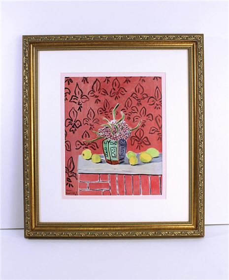 Lemons On Pink Fleur De Lis Background (Citrons Sur Fond Rose Fleurdelise by Henri Matisse, 1945