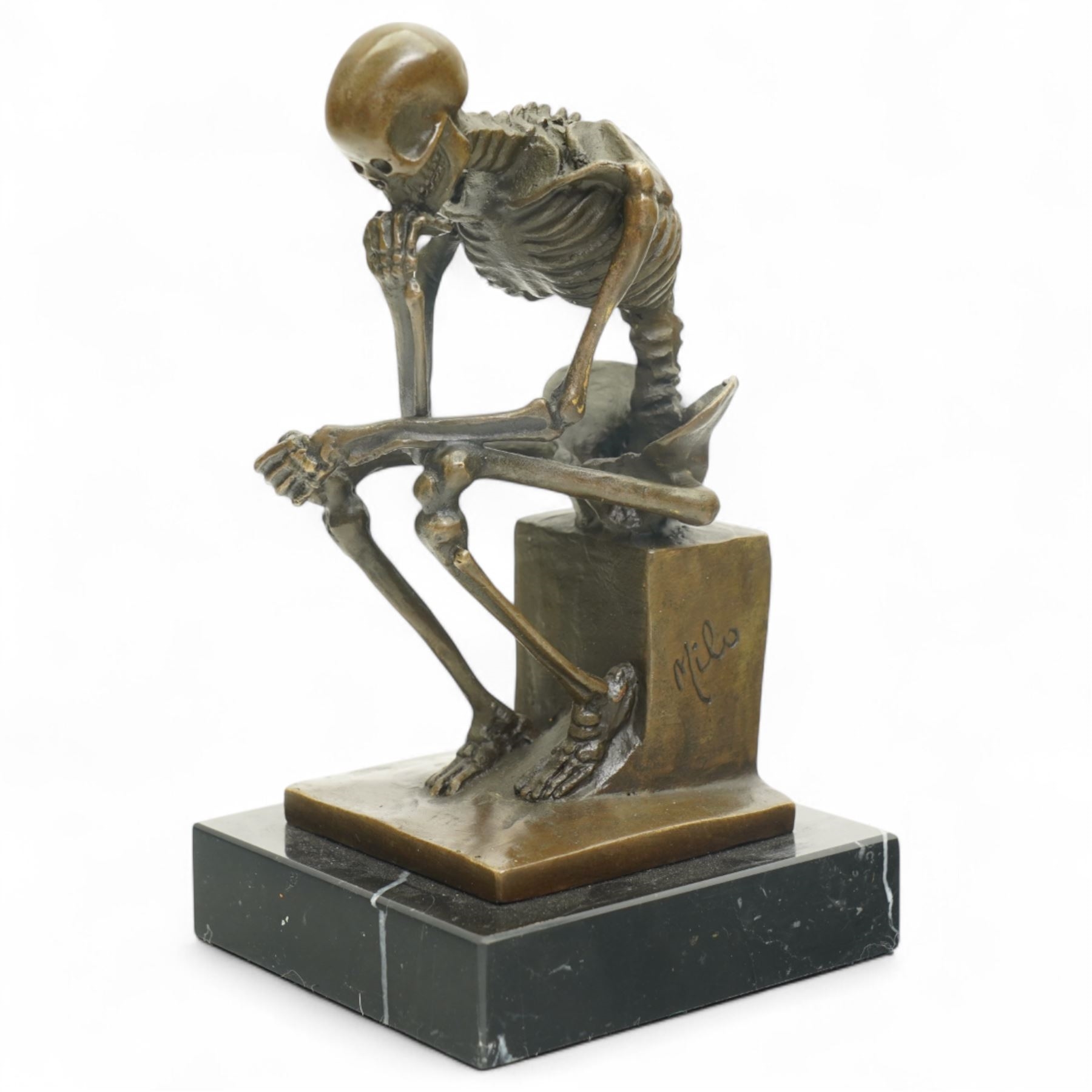 Artwork by Miguel Fernando López (Milo), The Thinker, Made of black marble base