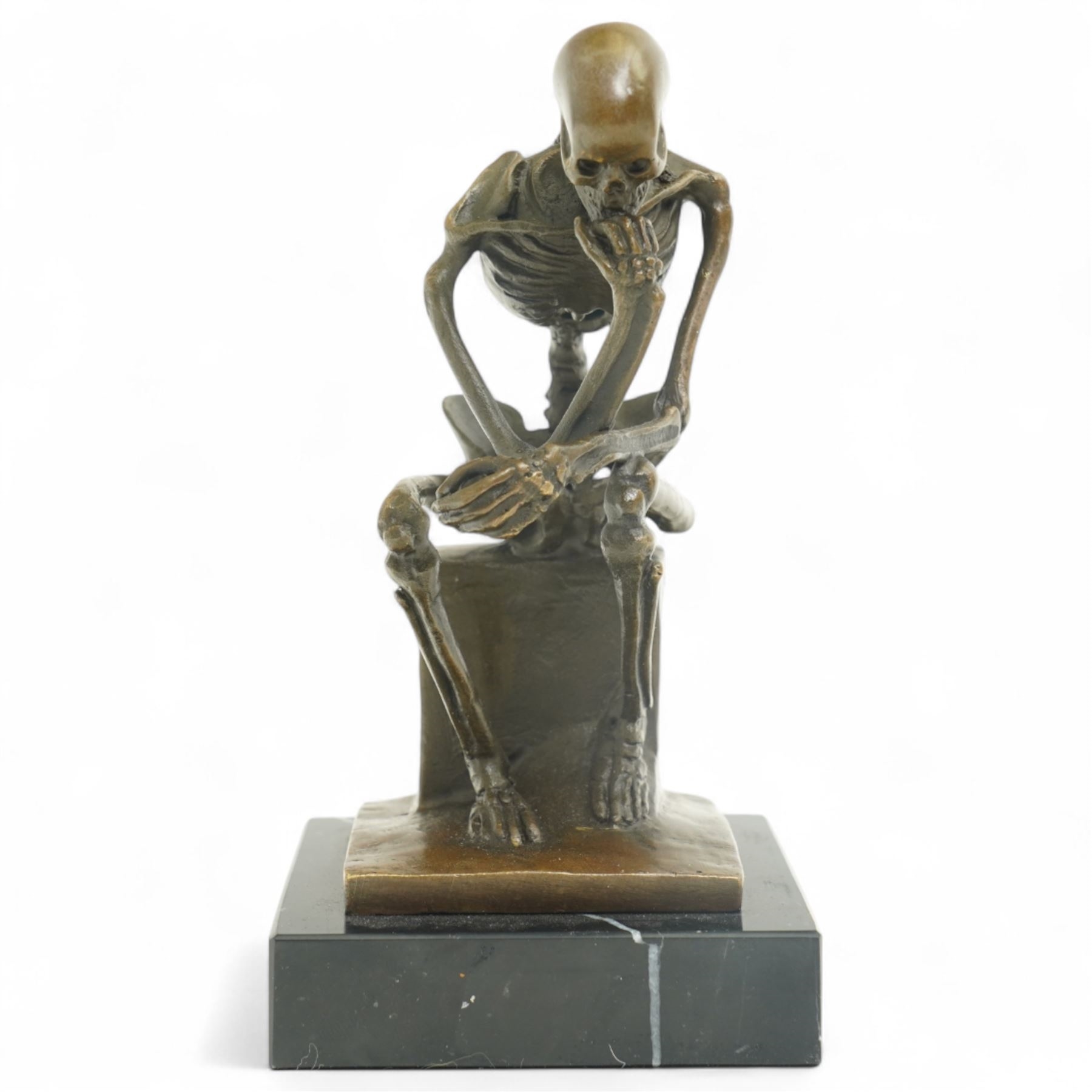 Artwork by Miguel Fernando López (Milo), The Thinker, Made of black marble base
