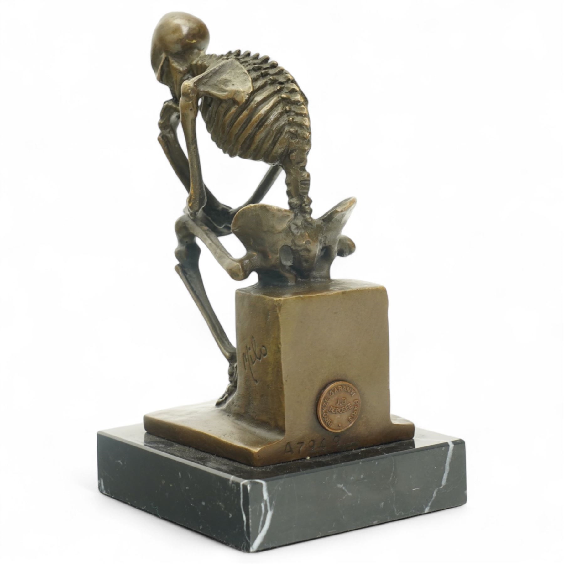 Artwork by Miguel Fernando López (Milo), The Thinker, Made of black marble base