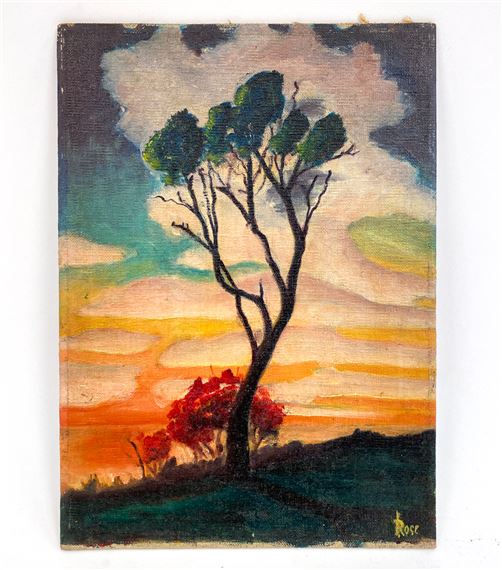 Landscape with tree and rainbow background - Iver Rose