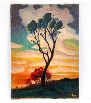 Landscape with tree and rainbow background - Iver Rose
