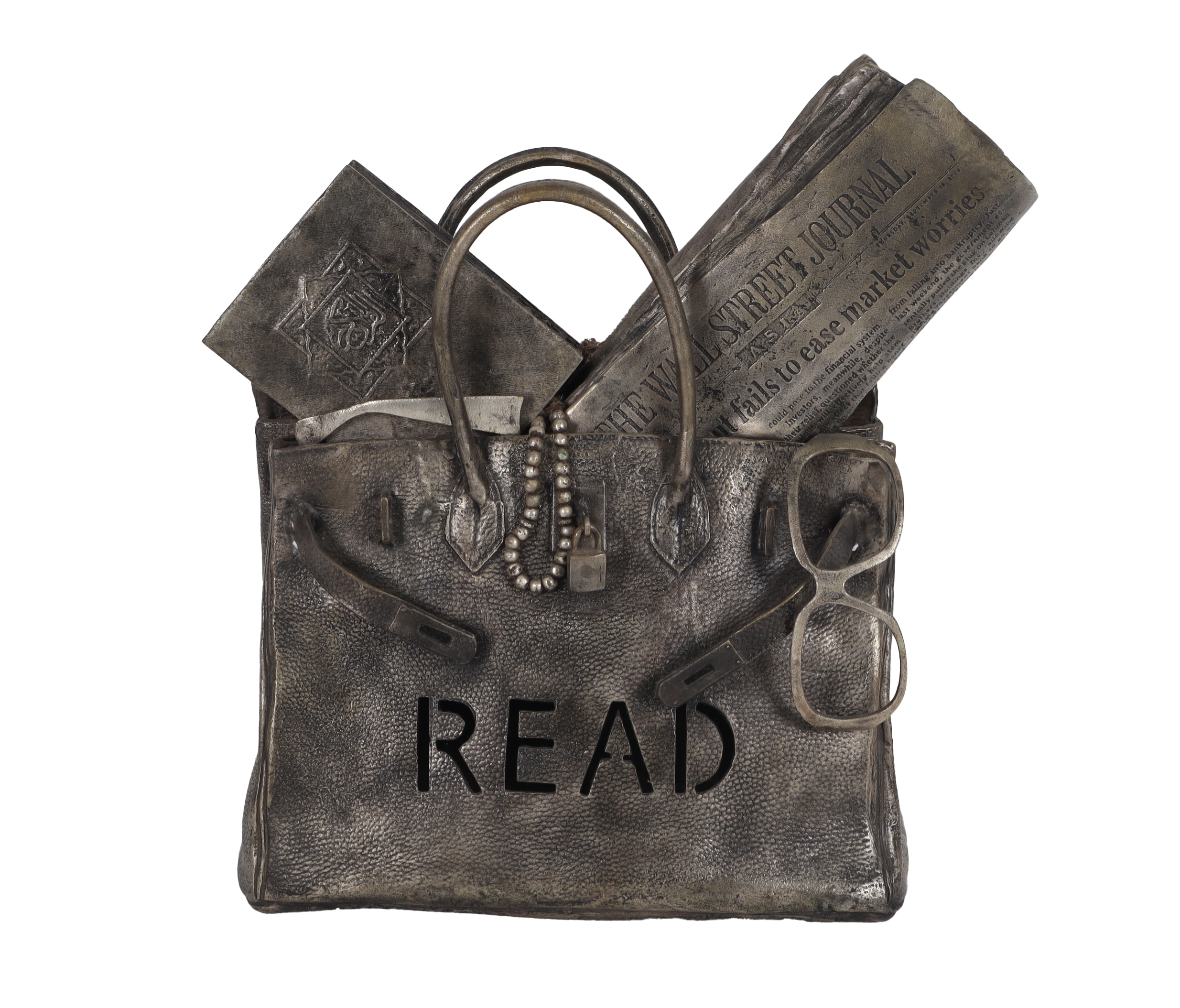 Artwork by Astari Rasjid, Read Bag, Made of bronze