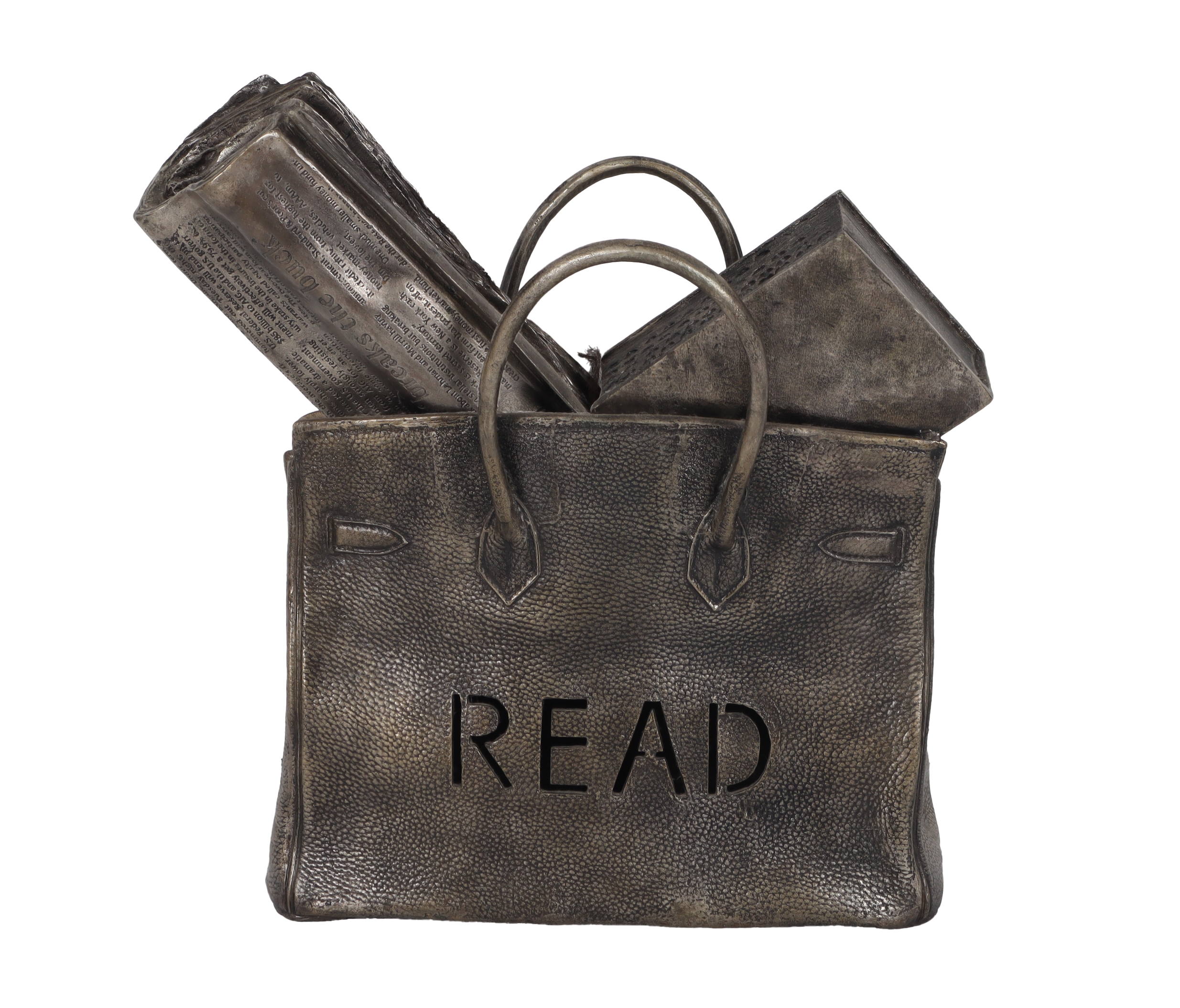 Artwork by Astari Rasjid, Read Bag, Made of bronze