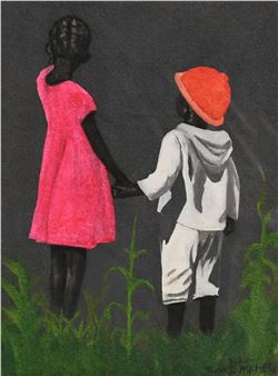 Pink Dress Orange Hat - Tumelo Mphela